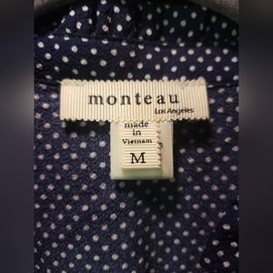 Monteau Navy White Polka Dot Blouse